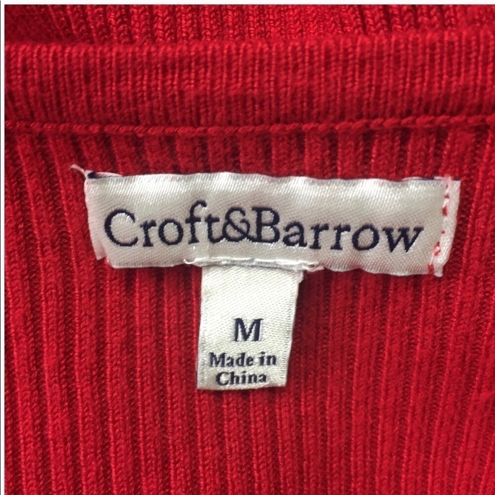 Croft and Barrow Knit Top Scoop Neck Red M - Picture 4 of 6